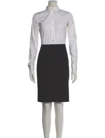 Pre-owned Theory Mock Neck Knee-length Dress In White