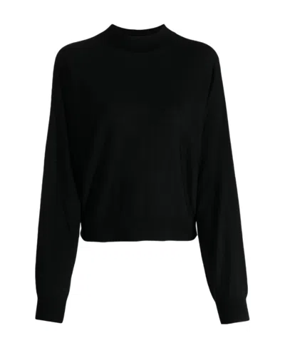 Theory Mock-neck Knitted Jumper In Black