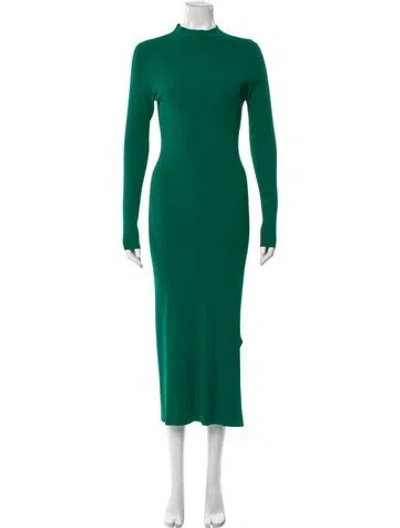 Pre-owned Theory Mock Neck Long Dress In Green