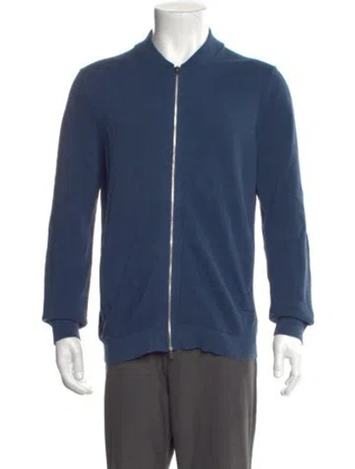 Pre-owned Theory Mock Neck Long Sleeve Cardigan In Blue