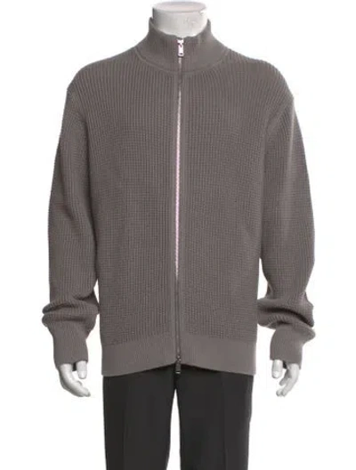 Pre-owned Theory Mock Neck Long Sleeve Cardigan In Gray