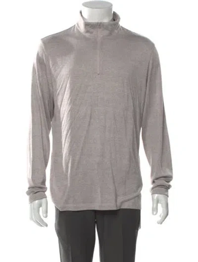 Pre-owned Theory Mock Neck Long Sleeve Cardigan In Gray