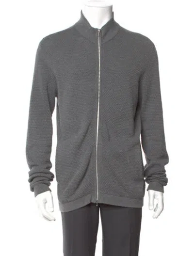 Pre-owned Theory Mock Neck Long Sleeve Cardigan In Gray