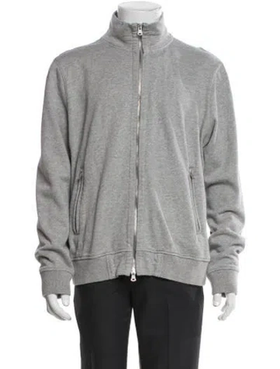 Pre-owned Theory Mock Neck Long Sleeve Cardigan In Gray