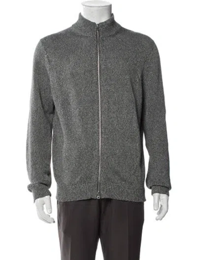 Pre-owned Theory Mock Neck Long Sleeve Cardigan In Gray