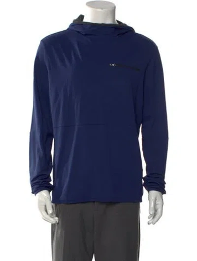 Pre-owned Theory Mock Neck Long Sleeve Hoodie In Blue