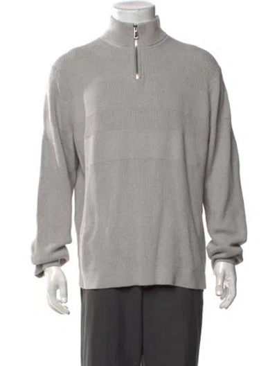 Pre-owned Theory Mock Neck Long Sleeve Pullover In Grey