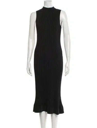 Pre-owned Theory Mock Neck Midi Length Dress In Black