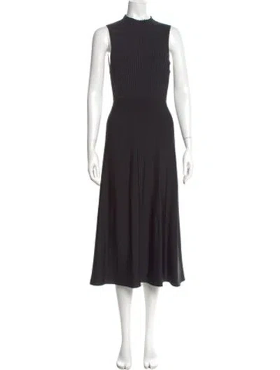 Pre-owned Theory Mock Neck Midi Length Dress In Black