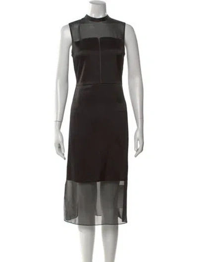 Pre-owned Theory Mock Neck Midi Length Dress In Black