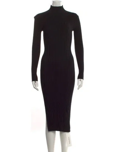 Pre-owned Theory Mock Neck Midi Length Dress In Black