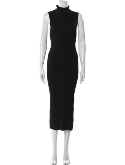 Pre-owned Theory Mock Neck Midi Length Dress In Black