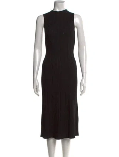 Pre-owned Theory Mock Neck Midi Length Dress In Black