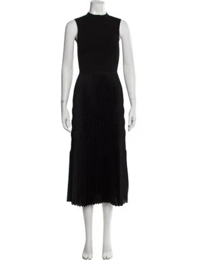 Pre-owned Theory Mock Neck Midi Length Dress In Black