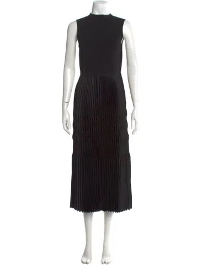 Pre-owned Theory Mock Neck Midi Length Dress In Black