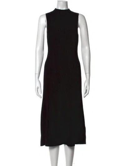 Pre-owned Theory Mock Neck Midi Length Dress In Black
