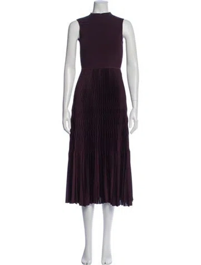 Pre-owned Theory Mock Neck Midi Length Dress In Burgundy