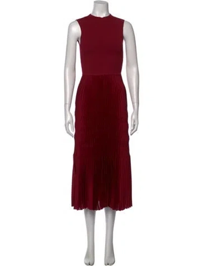 Pre-owned Theory Mock Neck Midi Length Dress In Burgundy