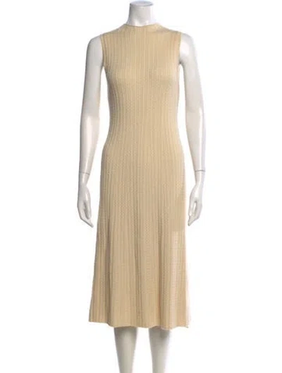 Pre-owned Theory Mock Neck Midi Length Dress In Neutral