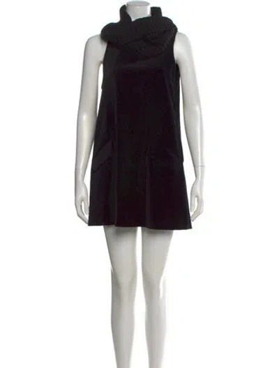 Pre-owned Theory Mock Neck Mini Dress In Black