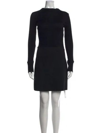 Pre-owned Theory Mock Neck Mini Dress In Black