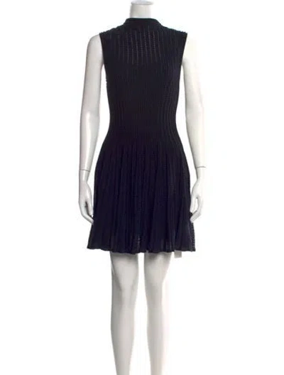 Pre-owned Theory Mock Neck Mini Dress In Blue