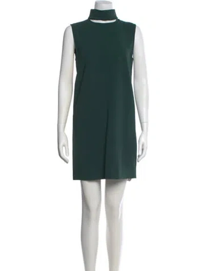 Pre-owned Theory Mock Neck Mini Dress In Green