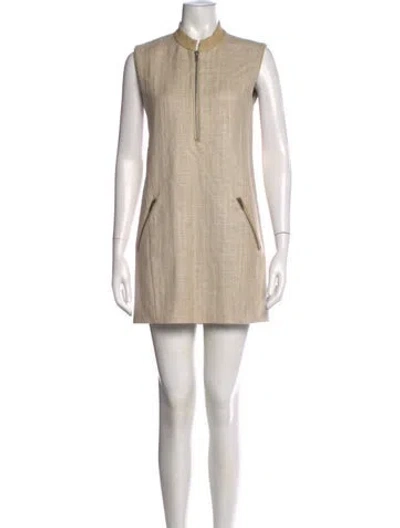 Pre-owned Theory Mock Neck Mini Dress In Neutral