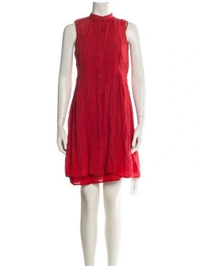 Pre-owned Theory Mock Neck Mini Dress In Red