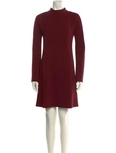 Pre-owned Theory Mock Neck Mini Dress In Red