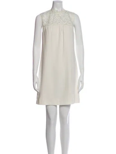 Pre-owned Theory Mock Neck Mini Dress In White