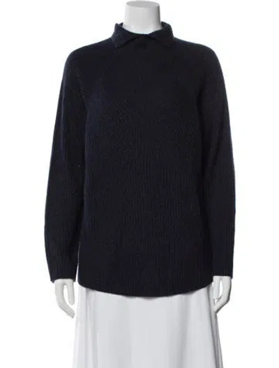 Pre-owned Theory Mock Neck Sweater In Blue