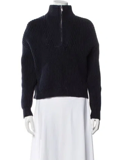 Pre-owned Theory Mock Neck Sweater In Blue
