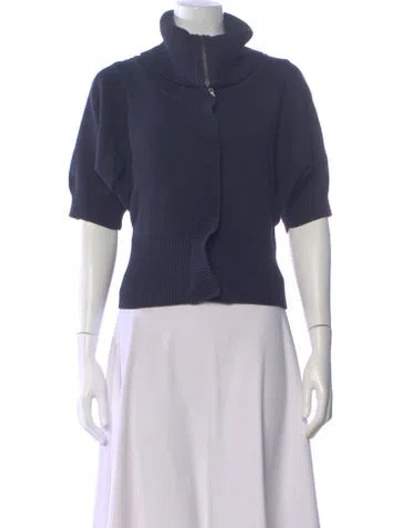 Pre-owned Theory Mock Neck Sweater In Blue