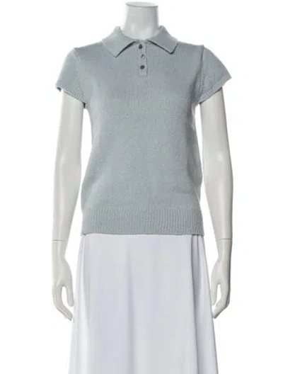 Pre-owned Theory Mock Neck Sweater In Blue