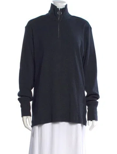 Pre-owned Theory Mock Neck Sweater In Blue