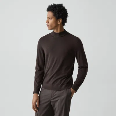 Theory Mock Neck Sweater In Regal Wool In Brown