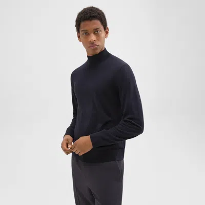 Theory Mock Neck Sweater In Regal Wool In Navy
