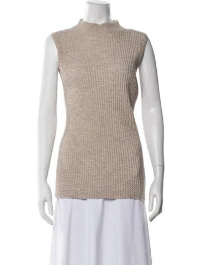 Pre-owned Theory Mock Neck Sweater In Neutral