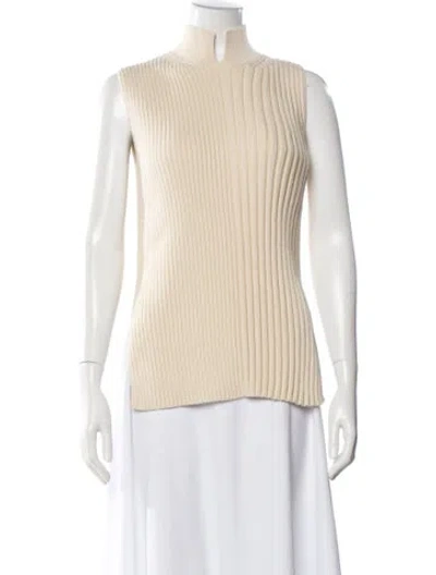 Pre-owned Theory Mock Neck Sweater In Neutral