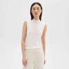 Theory Regal Merino Wool Mock-neck Shell Top In Ecru