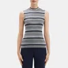 Theory Mock Neck Tank In Washable Silk In Gray