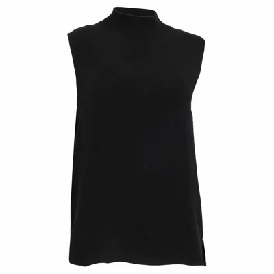 Theory Mock Neck Top In Black Silk