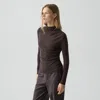 Theory Mock Neck Top In Soft Rib In Brown