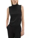Theory Mock Neck Wool-blend Shell In Black