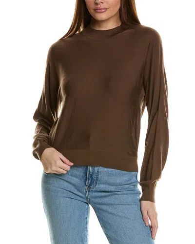 Theory Mock Wool-blend Sweater In Brown