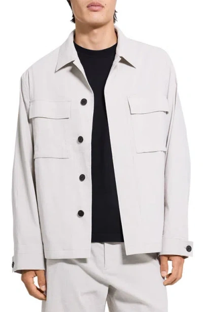 Theory Mod Linen Blend Field Jacket In Silver