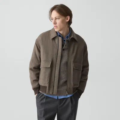 Theory Modern Aviator Jacket In Dapper Wool In White