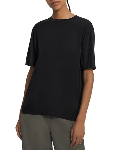 Theory Modern Georgette Panel Tee In Black
