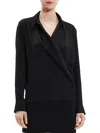 Theory Black Blouse With Peak Revers And Crossover Neck In Black